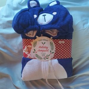 Cute fuzzy warm one piece bear adult jammies